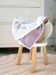 Personalised Baby Blanket From Organic Cotton Gift For Newborn Receiving Embroidered Super Soft Baby Wrap - thumbnail 1