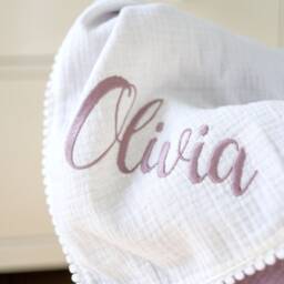 Personalised Baby Blanket From Organic Cotton Gift For Newborn Receiving Embroidered Super Soft Baby Wrap - thumbnail 2