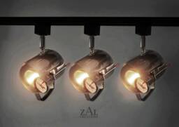 Coffee Track Lighting. Cafe. Stainless Steel Frothing Pitcher. Lights & Track