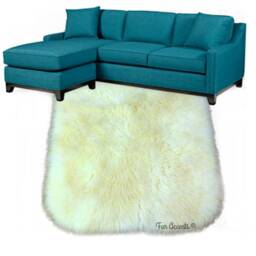 Shaggy Faux Sheepskin Rug - White Plush Fur Accent, Rounded Corners - thumbnail 3