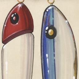 Antique Fishing Lure Art Print 5.5 X 10+ - Fish Prints Lakehouse Beach House Lures Antiques Sport - thumbnail 2