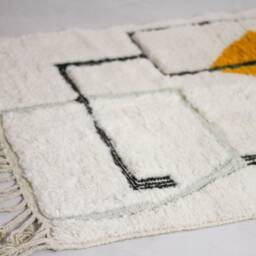 Moroccan Rug White - Beni Ourain White & Pink Tufted Mid Century Modern Area Minimalist Beni - thumbnail 2
