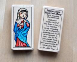 Immaculate Heart Of Mary Patron Saint Block With Gift Bag // Catholic Toys By Almondrod