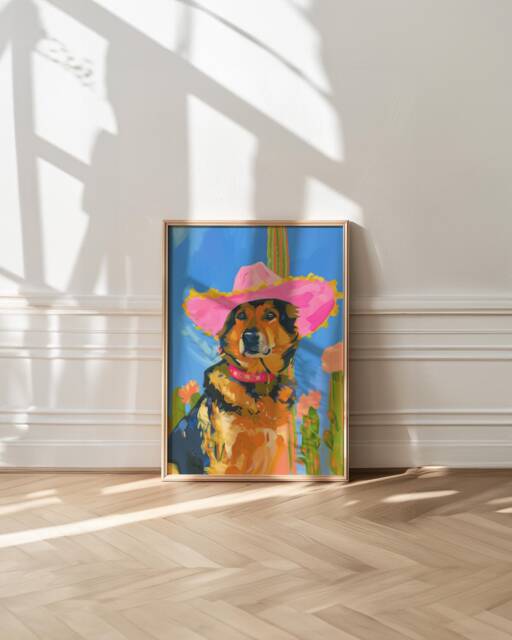 German Shepherd Cowgirl Art Print Preppy Western Dog Decor - image 1
