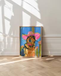 German Shepherd Cowgirl Art Print Preppy Western Dog Decor - thumbnail 1