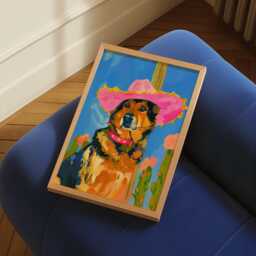 German Shepherd Cowgirl Art Print Preppy Western Dog Decor - thumbnail 2