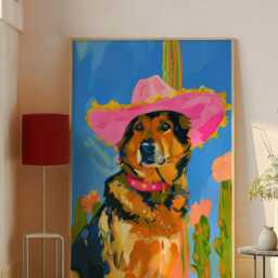 German Shepherd Cowgirl Art Print Preppy Western Dog Decor - thumbnail 3