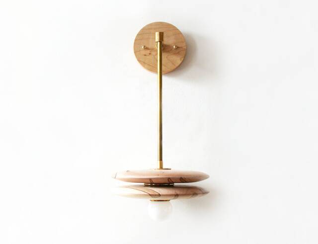 Ambrosia Maple & Brass Eclectic Wall Fixture Light Spalted Kitchen Sconce Lamp Vanity Foyer Lighting - image 1