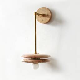 Ambrosia Maple & Brass Eclectic Wall Fixture Light Spalted Kitchen Sconce Lamp Vanity Foyer Lighting - thumbnail 3