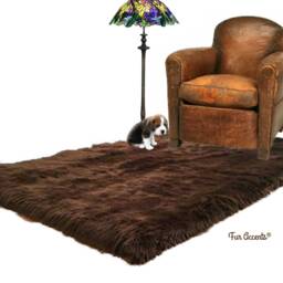 Shaggy Faux Fur Area Rug - Thick Sheepskin Pelt Design, Usa Made - thumbnail 1