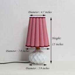 Handmade Pink Fabric Shade Table Lamp White Ceramic Base - thumbnail 2