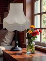 Traditional Cream Fabric Lampshade Handmade For Table & Floor Standard Lamp Bases, Wall Light Fixtures, Ceiling Fittings - thumbnail 1