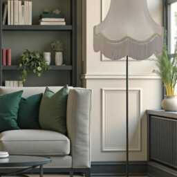 Traditional Cream Fabric Lampshade Handmade For Table & Floor Standard Lamp Bases, Wall Light Fixtures, Ceiling Fittings - thumbnail 3