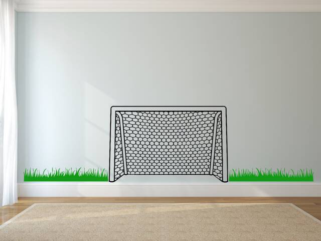 Soccer Goal Wall Decal Football Net With Grass Decor Ww9 - image 1