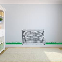 Soccer Goal Wall Decal Football Net With Grass Decor Ww9 - thumbnail 2