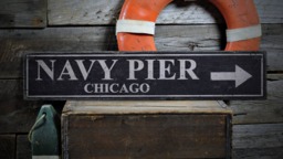 Navy Pier Sign, Chicago, Sign Pier, Wood Decor, Wall - Rustic Hand Made Wooden Decor - thumbnail 1