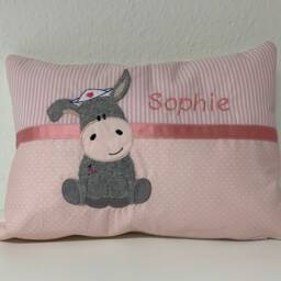 Personalized Pillow Donkey 40 X25 cm Name Pillowgift For Birth Gift Baptismdesired Name - thumbnail 3
