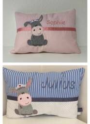 Personalized Pillow Donkey 40 X25 cm Name Pillowgift For Birth Gift Baptismdesired Name - thumbnail 1