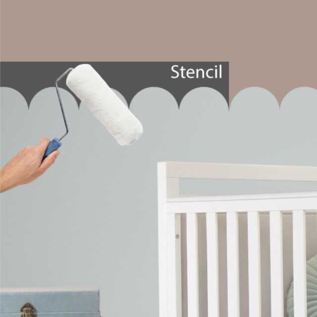 Scallop Edge Adhesive Stencil Nursery Room Decor, Paint Arch Border, Removable Wall Sticker Template, Boys & Girls Bedroom Decoration