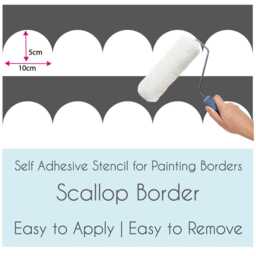 Scallop Edge Adhesive Stencil Nursery Room Decor, Paint Arch Border, Removable Wall Sticker Template, Boys & Girls Bedroom Decoration - thumbnail 3