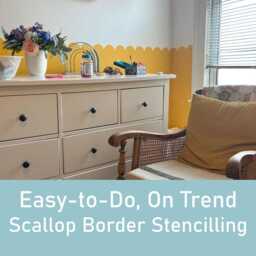 Scallop Edge Adhesive Stencil Nursery Room Decor, Paint Arch Border, Removable Wall Sticker Template, Boys & Girls Bedroom Decoration - thumbnail 2