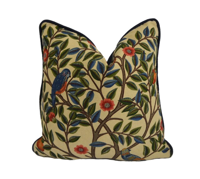 William Morris - Kelmscott Tree Woad/Wine Classic English Designer Cushion Cover Luxury Throw Pillow Handmade Home Decor - image 1
