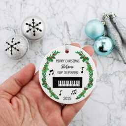 Personalised Piano Ornament - Musical Instrument Christmas Tree Decoration Custom Gift For Pianist Music Lover Holiday Keepsake - thumbnail 2