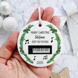 Personalised Piano Ornament - Musical Instrument Christmas Tree Decoration Custom Gift For Pianist Music Lover Holiday Keepsake