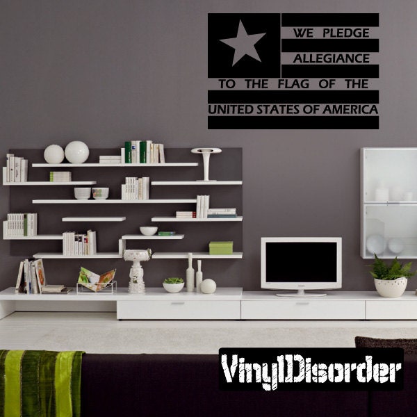 Flag We Pledge Allegiance To The Flag Of United States America - Wall Quotes Vinyl Sticker Hd096Et - image 1