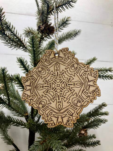 Boho Christmas Ornament, Style Wooden Decor, Natural Wood Bohemian Home Tree Holiday Decoration - image 1