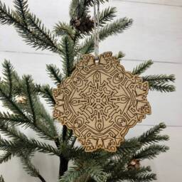Boho Christmas Ornament, Style Wooden Decor, Natural Wood Bohemian Home Tree Holiday Decoration - thumbnail 2