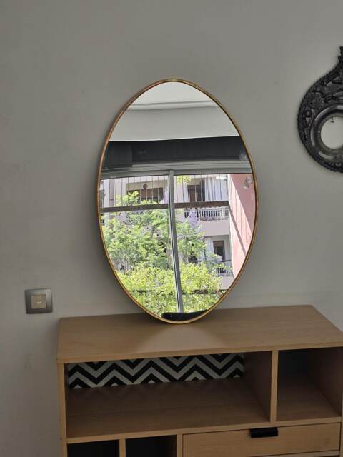 Moroccan Handmade Brass Wall Mirror in Oval Shape - image 1