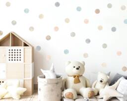 Neutral Watercolor Polka Dot Wall Decals - Boho Nursery Decor - Set Of 40