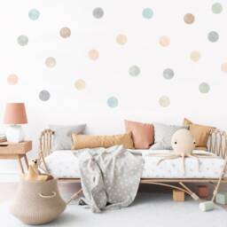 Neutral Watercolor Polka Dot Wall Decals - Boho Nursery Decor - Set Of 40 - thumbnail 4