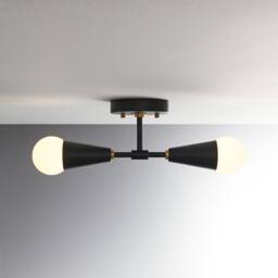 2 Light Black & Gold Cone Wall Sconce - Mid Century Modern Minimalist Ceiling Lamp Lighting For Hallway & Bathroom Vanity Vicky - thumbnail 3