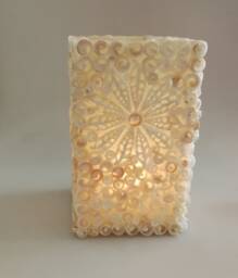 Wind Light Handmade in Spain-Fracture Solid Fiberlascubus With Shells Snail Shape - Color Cream