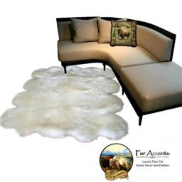 White Sheepskin Multi Pelt Octo Hape - Shag Luxury Faux Fur Shaggy Soft Handmade Designer Rugs Accents Usa - thumbnail 2