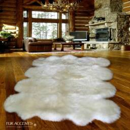 White Sheepskin Multi Pelt Octo Hape - Shag Luxury Faux Fur Shaggy Soft Handmade Designer Rugs Accents Usa - thumbnail 3