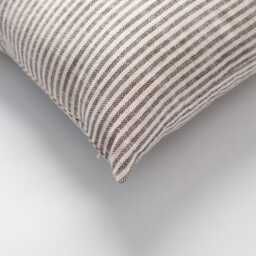 Brown Striped Pillowcases , Neutral 18x18 Pillow Cover, %100 Natural Woven Stripe Fabrics Square Cushion - thumbnail 2