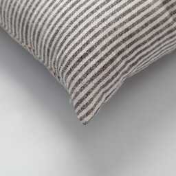 Brown Striped Pillowcases , Neutral 18x18 Pillow Cover, %100 Natural Woven Stripe Fabrics Square Cushion - thumbnail 3