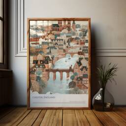 Chester England Poster Illustrated Cityscape Travel Print - thumbnail 1
