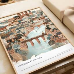 Chester England Poster Illustrated Cityscape Travel Print - thumbnail 3