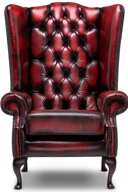 Chesterfield Extra High Back Wing Chair in Antique Oxblood Leather - image 1