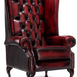 Chesterfield Extra High Back Wing Chair in Antique Oxblood Leather - thumbnail 2