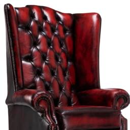 Chesterfield Extra High Back Wing Chair in Antique Oxblood Leather - thumbnail 3
