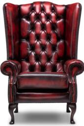 Chesterfield Extra High Back Wing Chair in Antique Oxblood Leather