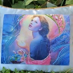 Silk Pillowcase . Crystal Pillow Pop Of Color Pillows. Mindfulness Gift. Beads .spiritual Decorative Pillow. Attraction - thumbnail 4
