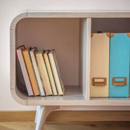 Shelving Unit, Open Sidebaord in Natural Wood. Bookcase, Bookshelves, Wall Shelf Solid Oak, Home Storage - thumbnail 3