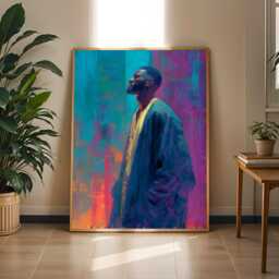 Abstract Figure Art Print Teal & Purple Brushstrokes - Poster Only - thumbnail 1