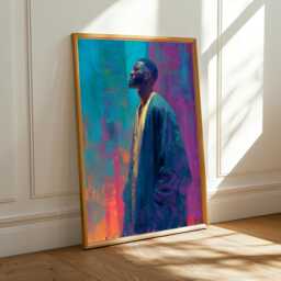 Abstract Figure Art Print Teal & Purple Brushstrokes - Poster Only - thumbnail 2